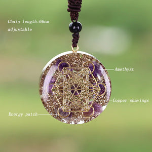 Orgonite Metatron Cube Resin, Cosmic Energy Center Sign Pendant Necklace