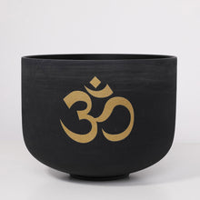 Load image into Gallery viewer, 6-12 Inch 7pcs Double Black OM Design Frosted Quartz Crystal Singing Bowl Set with FREE Carry Bags