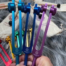Load image into Gallery viewer, 8 piece Chakra Tuning Forks with Bags and Mallets