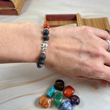 Load image into Gallery viewer, Tree of Life Elephant Aromatherapy Bracelet and 7 Chakra Stone Box Set