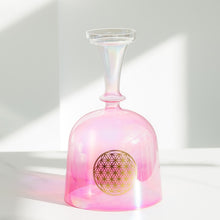 Load image into Gallery viewer, 6 Inch Fancy Pink Flower of Life Clear Crystal Handle Singing Bowl + FREE Suede Mallet