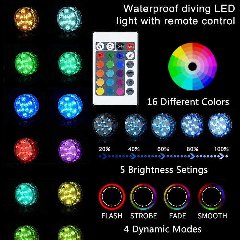 LED Submersible Multi-Colored Light with Remote