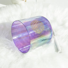Load image into Gallery viewer, 1pc 6-8 Inch Purple Flower of Life Clear Crystal Singing Bowl + Suede Mallet