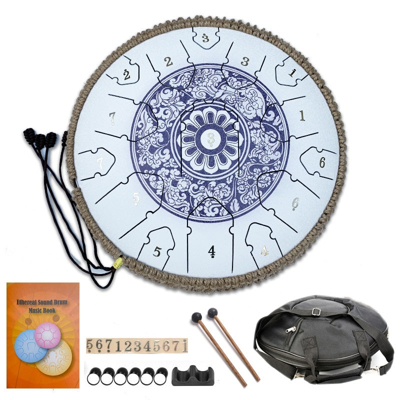 13 Inch Steel Tongue Drum, 15 notes
