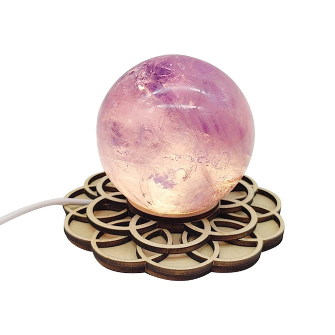 Crystal Sphere Wooden Led Light Base Stand