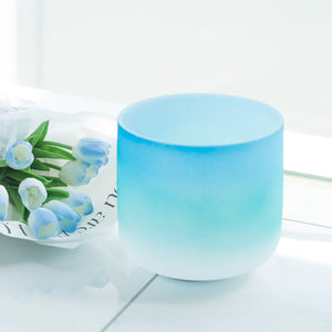 8 Inch Blue Color Frosted Quartz Crystal Singing Bowl + FREE Mallet and O-ring