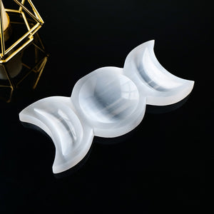 White Selenite Moon And Sun Shape Bowl