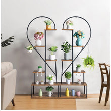 Load image into Gallery viewer, 6 Tiered Heart Shaped Iron Wood Stand Shelf