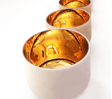 Load image into Gallery viewer, 7 Piece Set 24k Gold Quartz Crystal Singing Bowl Perfect Pitch