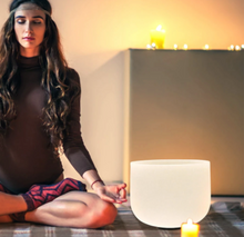 Load image into Gallery viewer, 22 Inch Large White Frosted Quartz Crystal Singing Bowl - FREE Mallet and O-Ring