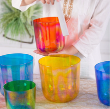 Load image into Gallery viewer, Cosmic Clear Crystal Singing Bowls - Set of 7 Colored