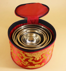 Set of 7 Hammered Himalayan Shiny Tibetan Singing Bowls + FREE Case and Mallet