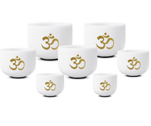 Load image into Gallery viewer, 7 Chakra Om Quartz Crystal Singing Bowl  + 2 FREE Carrying Cases