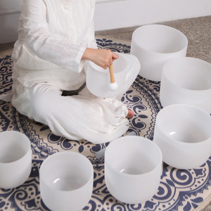 White Frosted Quartz Crystal Singing Bowl - 7-12 inches , Individual Bowls