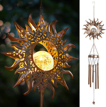 Load image into Gallery viewer, Sun, Moon, Star Solar Outdoor Wind Chime