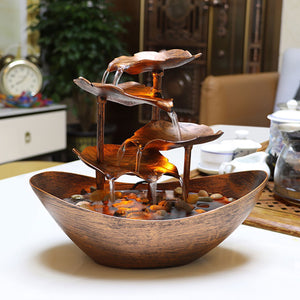 Tabletop Water Fountain 4-Tiers Lotus Leaf