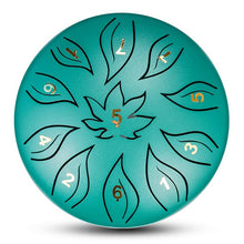 Load image into Gallery viewer, 6 Inch, 11 Tone D Minor - Flower and Leaf Steel Tongue Drum
