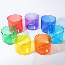 Load image into Gallery viewer, Colored Clear Crystal Singing Bowls - Set of 7