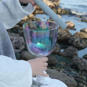 7 inch Fancy Clear Quartz Crystal Handle Singing Bowl
