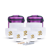 Load image into Gallery viewer, 7 Chakra Om Quartz Crystal Singing Bowl  + 2 FREE Carrying Cases