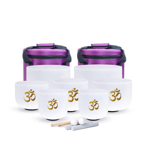 7 Chakra Om Quartz Crystal Singing Bowl  + 2 FREE Carrying Cases