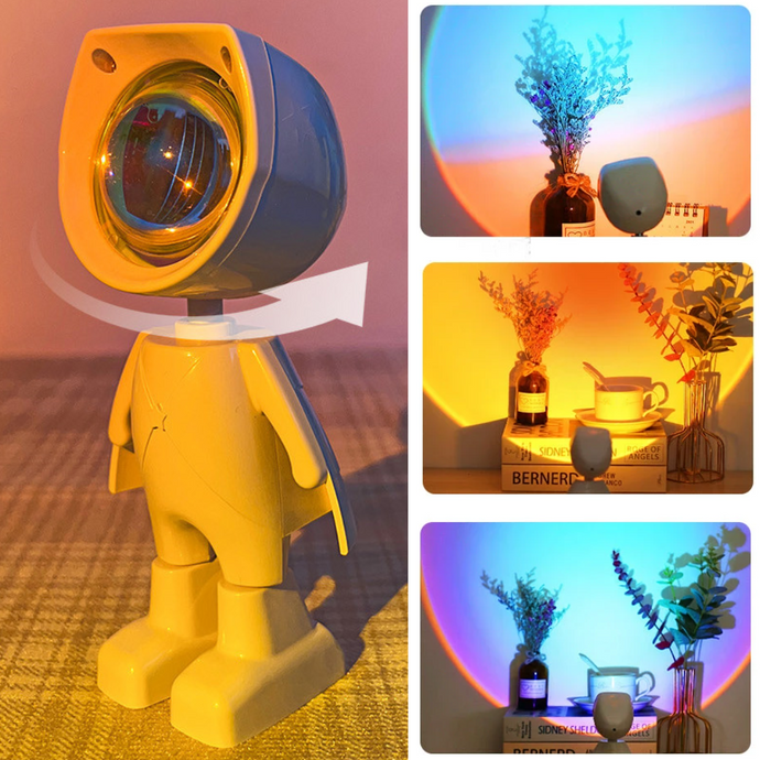 Robot / Astronaut Night Light Sunset Projection Lamp, Rainbow Floor Lamp